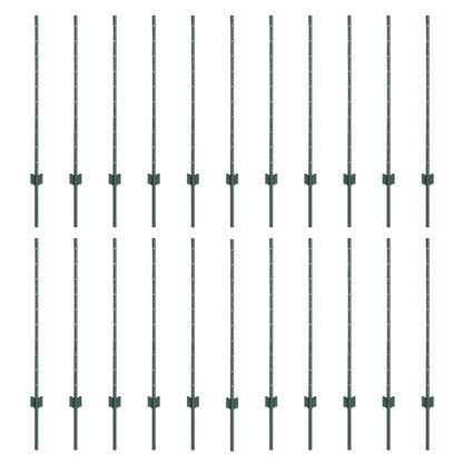 Zaunpfosten 22 pcs Grün 140 cm Stahl