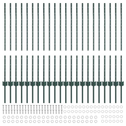 Zaunpfosten 22 pcs Grün 140 cm Stahl
