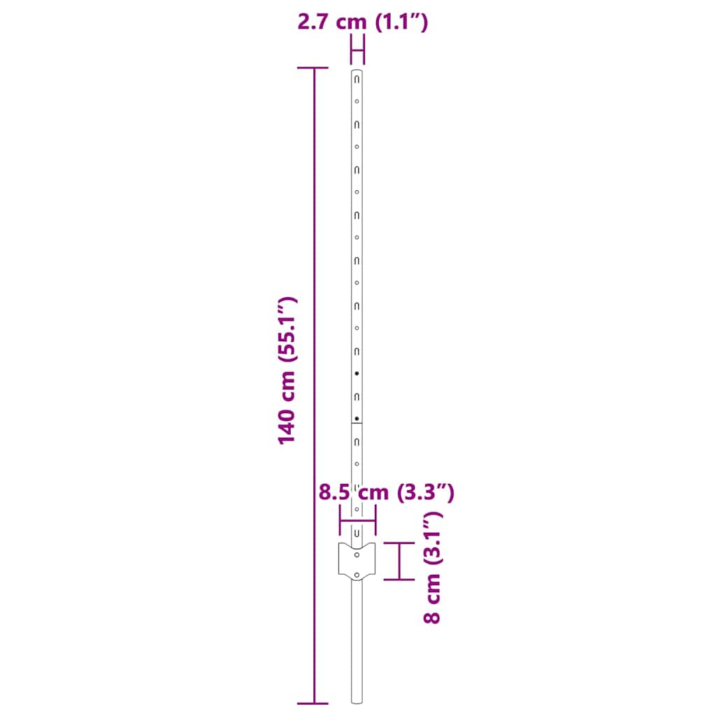 Zaunpfosten 22 pcs Grün 140 cm Stahl