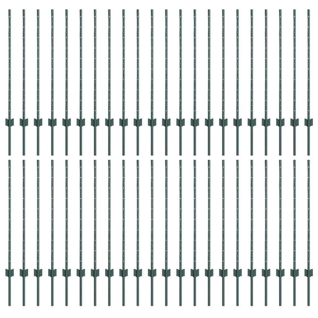 Zaunpfosten 44 pcs Grün 140 cm Stahl