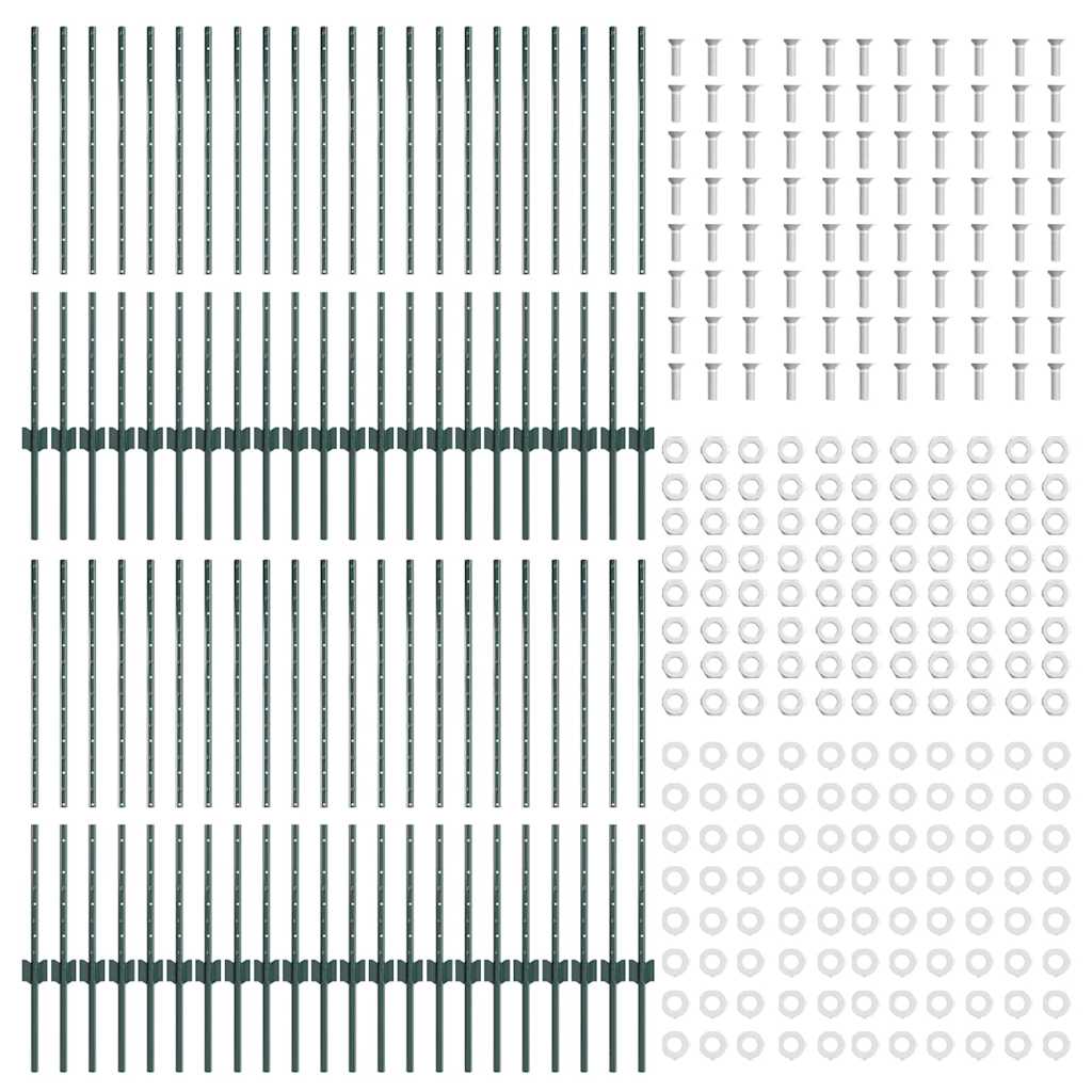 Zaunpfosten 44 pcs Grün 140 cm Stahl