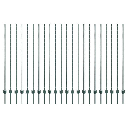 Zaunpfosten 22 pcs Grün 200 cm Stahl