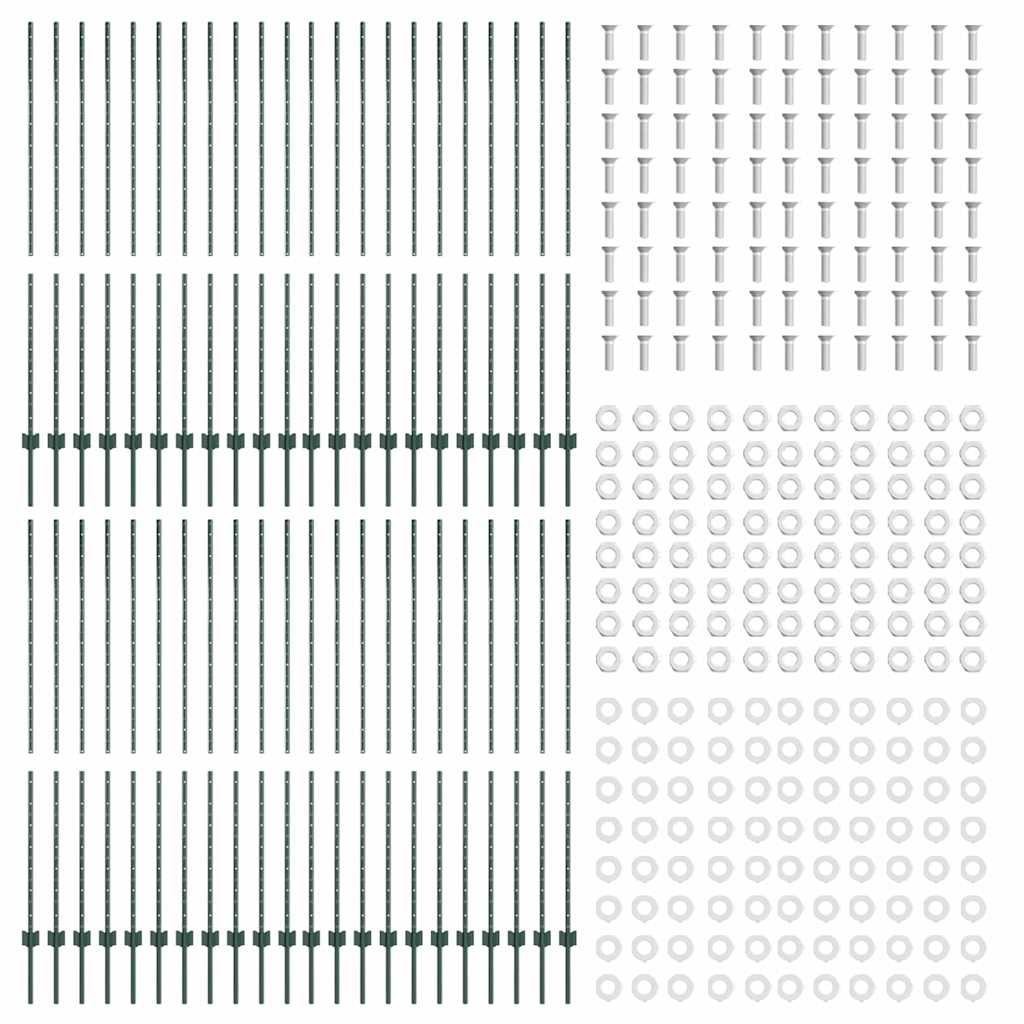 Zaunpfosten 44 pcs Grün 200 cm Stahl