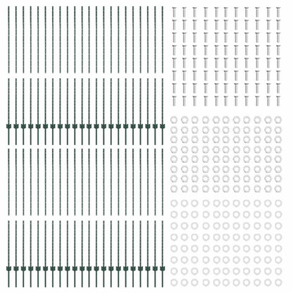 Zaunpfosten 44 pcs Grün 200 cm Stahl