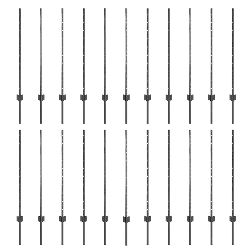 Zaunpfosten 22 pcs Grau 140 cm Stahl