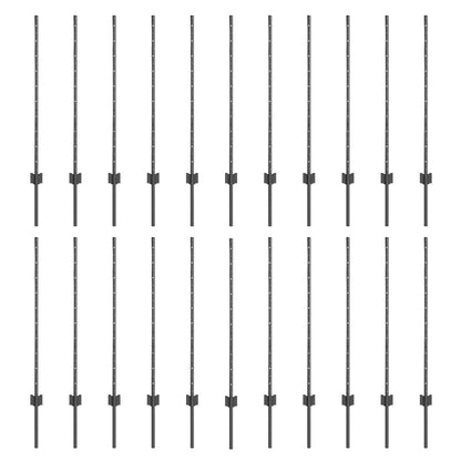 Zaunpfosten 22 pcs Grau 140 cm Stahl