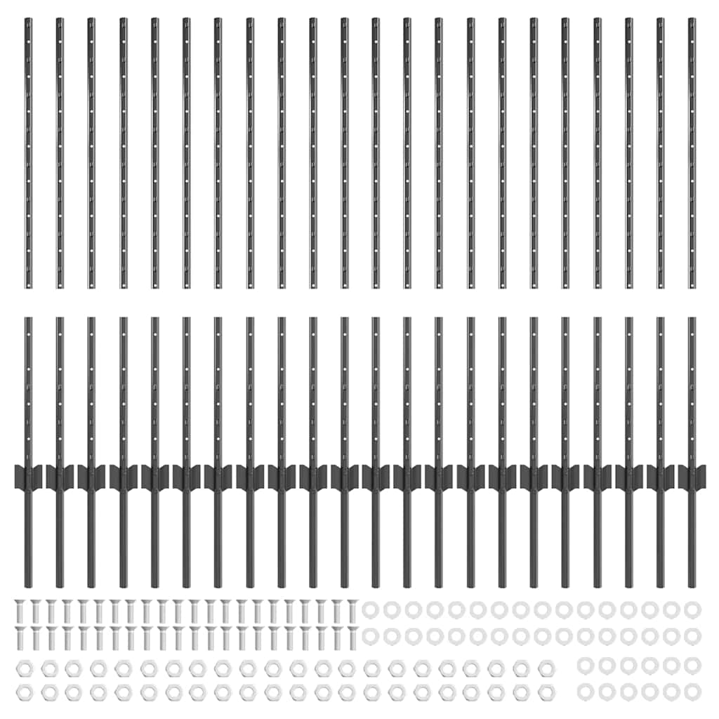 Zaunpfosten 22 pcs Grau 140 cm Stahl
