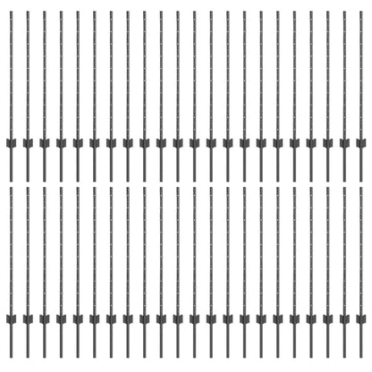 Zaunpfosten 44 pcs Grau 140 cm Stahl