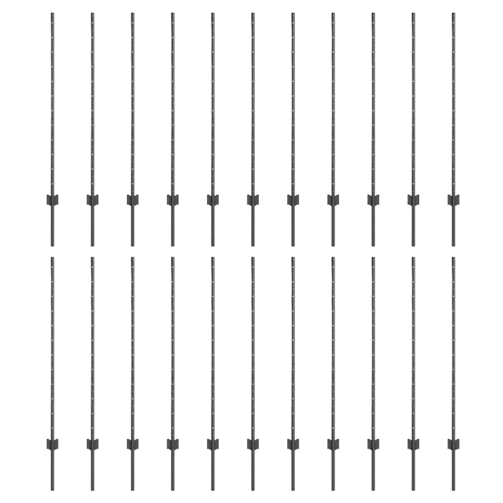 Zaunpfosten 22 pcs Grau 160 cm Stahl