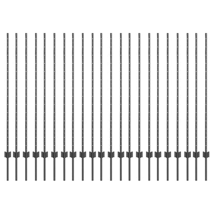 Zaunpfosten 22 pcs Grau 180 cm Stahl