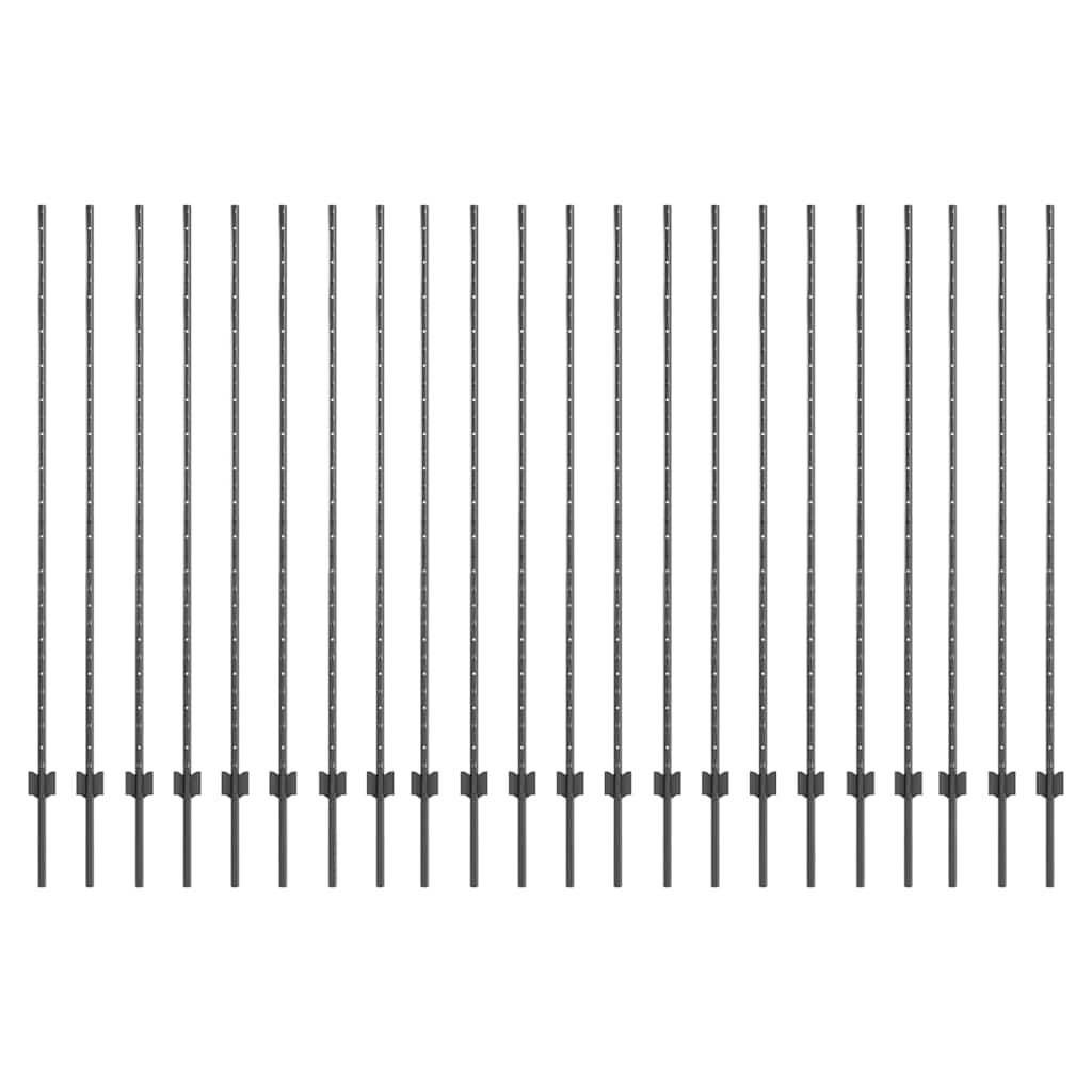 Zaunpfosten 22 pcs Grau 200 cm Stahl