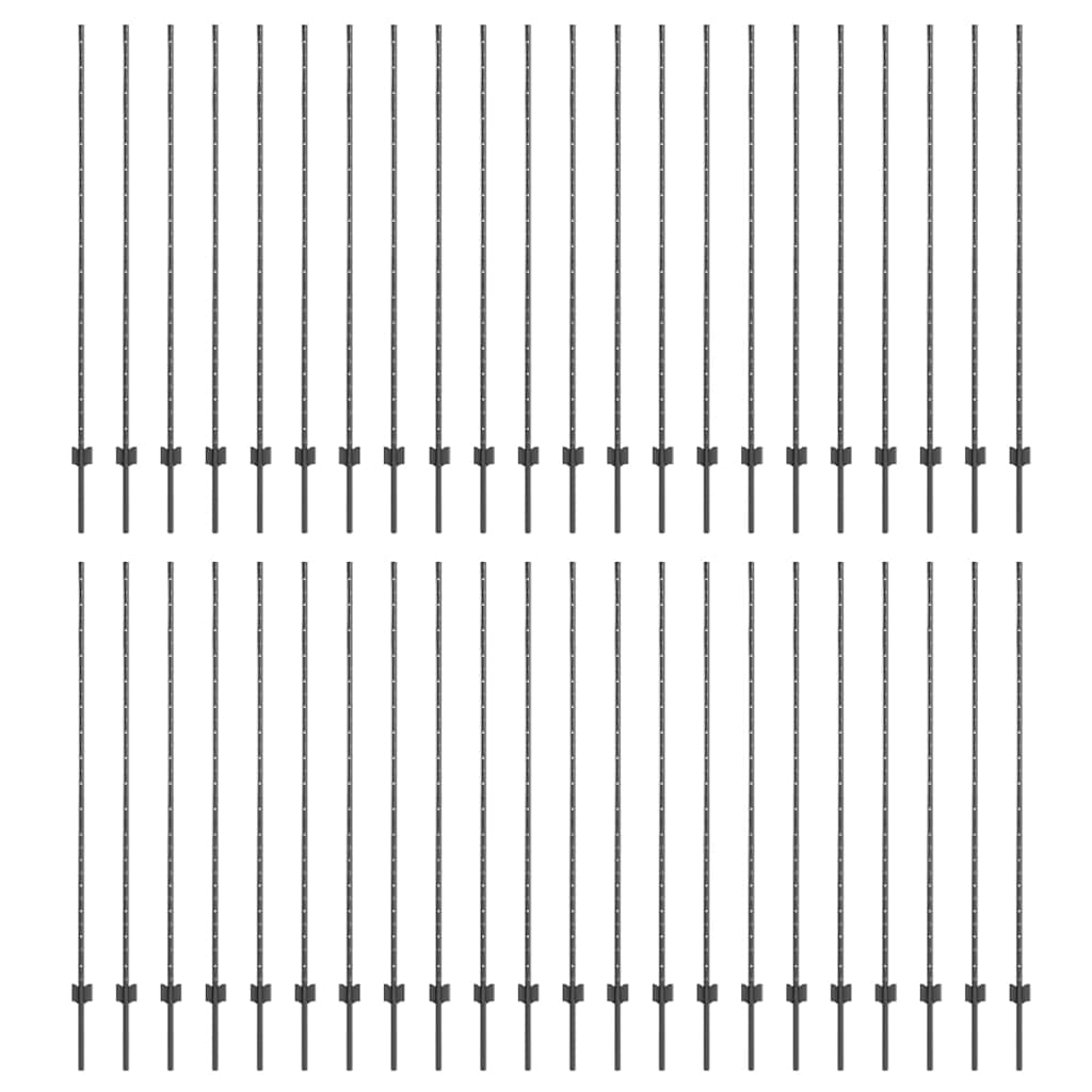 Zaunpfosten 44 pcs Grau 200 cm Stahl