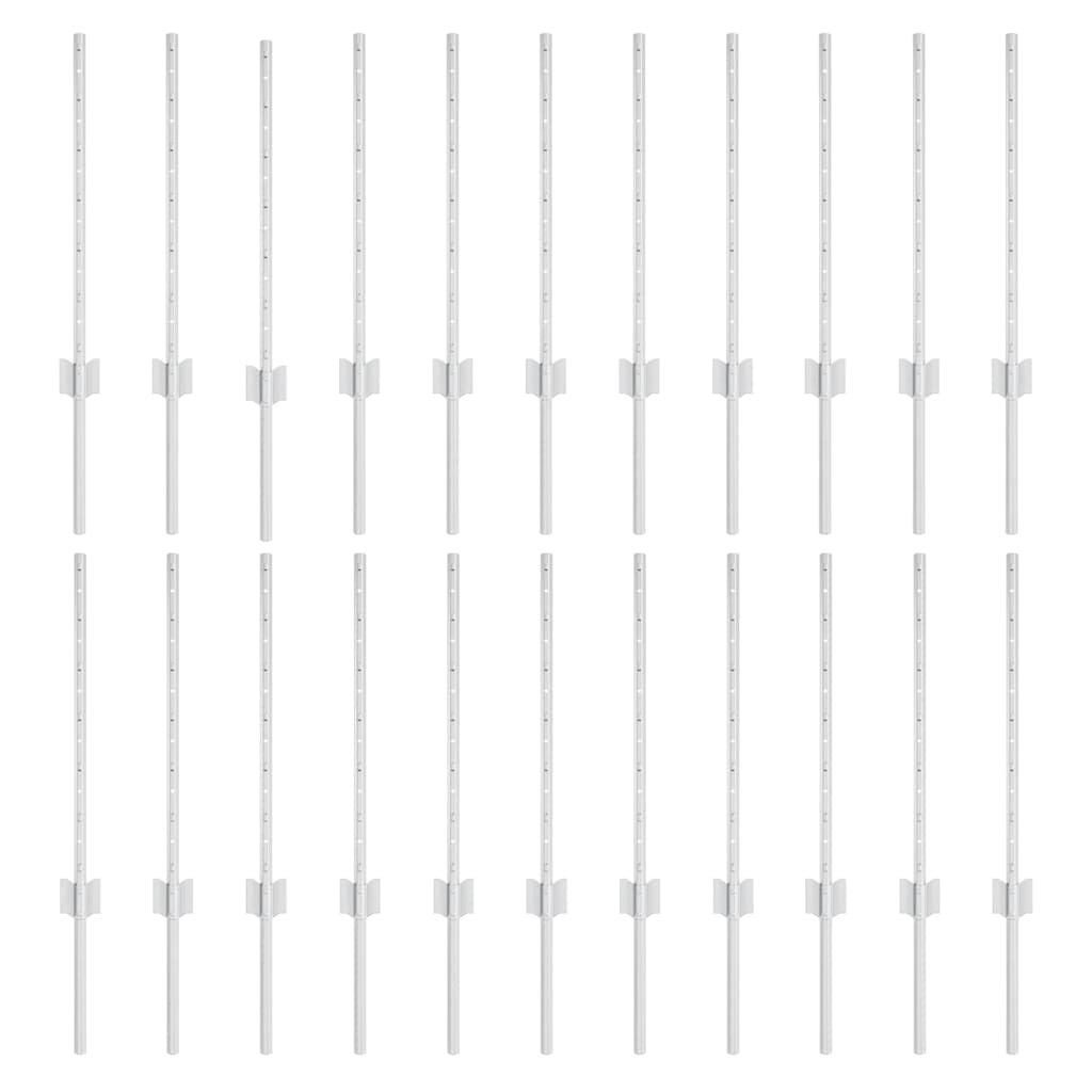 Zaunpfosten 22 pcs Silber 100 cm Stahl