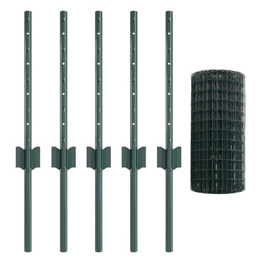 vidaXL Zaun mit Pfosten Grün 0,4 x 10 m Stahl und PVC