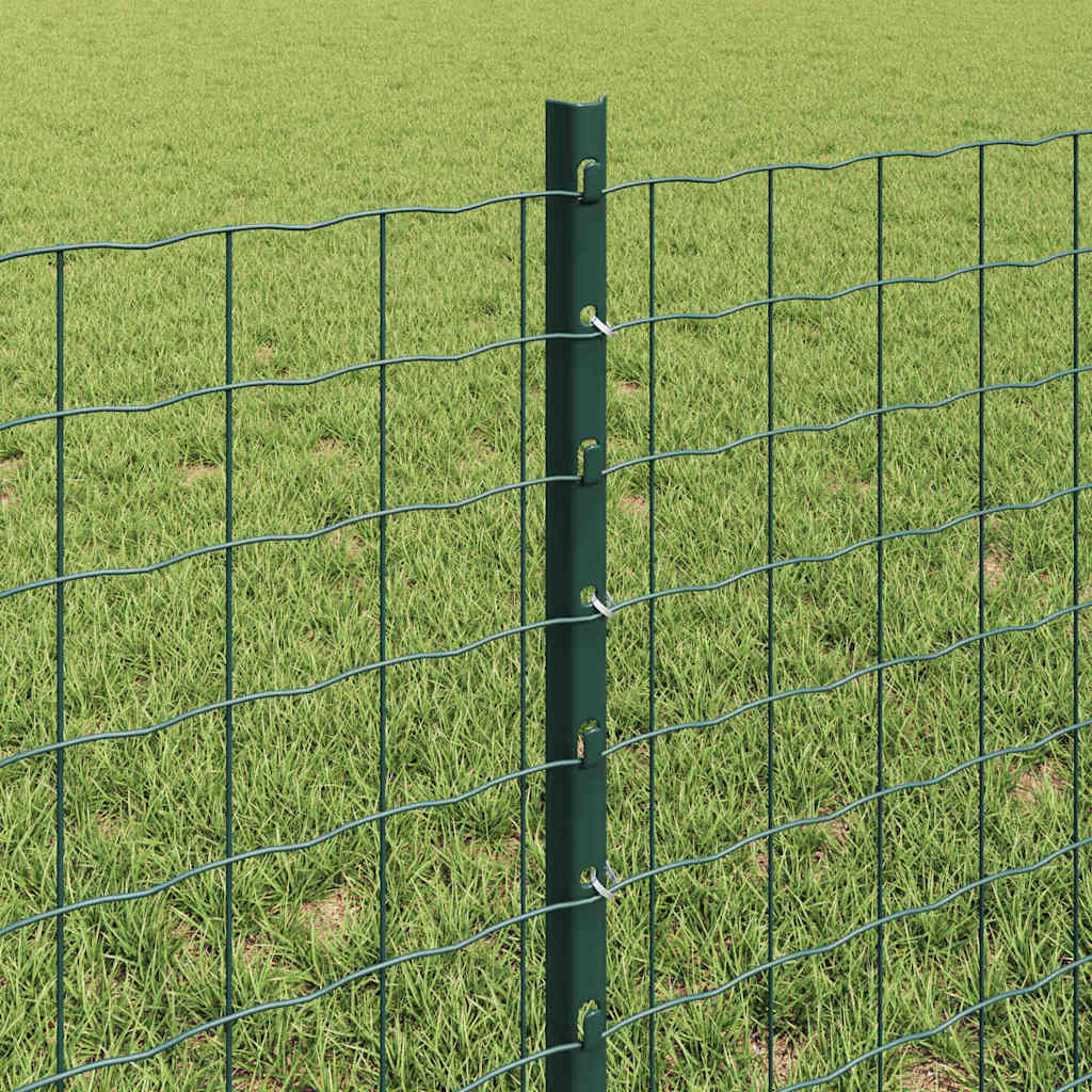 vidaXL Zaun mit Pfosten Grün 0,6 x 10 m Stahl und PVC