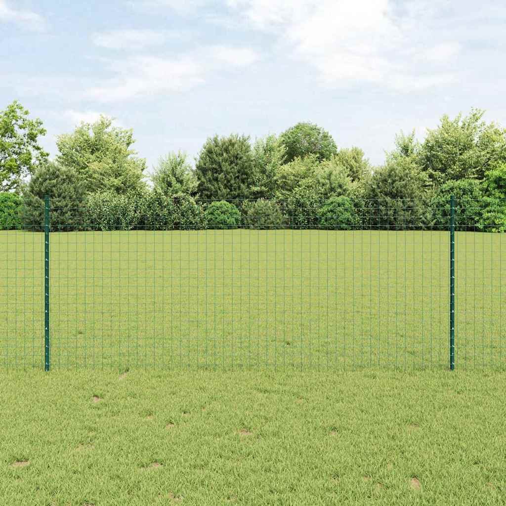 vidaXL Zaun mit Pfosten Grün 1 x 10 m Stahl und PVC