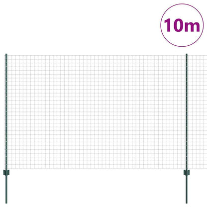vidaXL Zaun mit Pfosten Grün 1,6 x 10 m Stahl und PVC