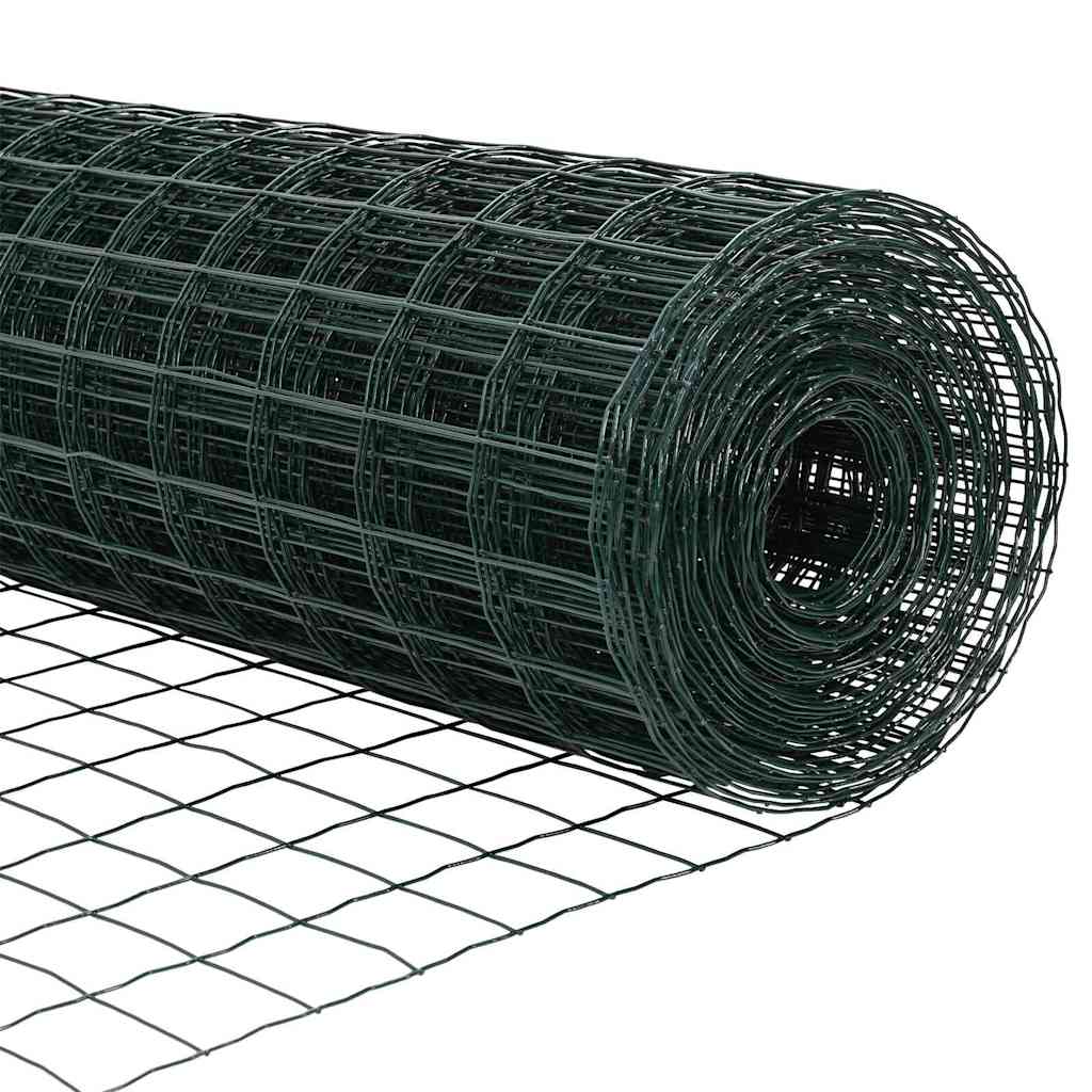 vidaXL Zaun mit Pfosten Grün 0,8 x 10 m Stahl und PVC