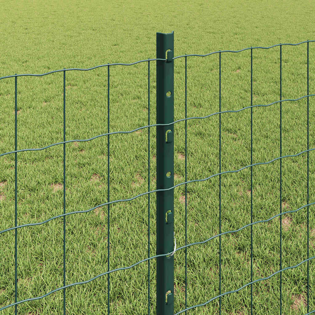 vidaXL Zaun mit Pfosten Grün 0,8 x 10 m Stahl und PVC