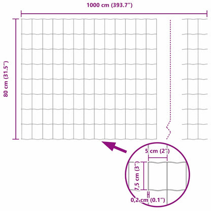 vidaXL Zaun mit Pfosten Grün 0,8 x 10 m Stahl und PVC