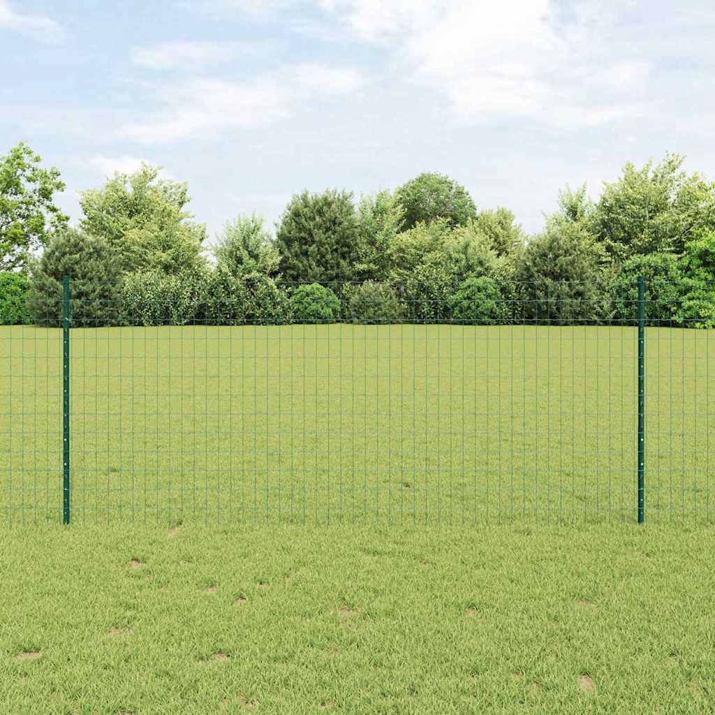 vidaXL Zaun mit Pfosten Grün 1 x 10 m Stahl und PVC