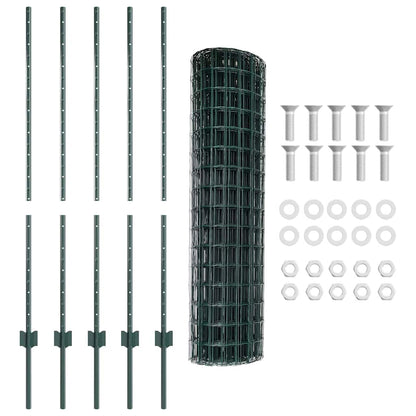 vidaXL Zaun mit Pfosten Grün 1,2 x 10 m Stahl und PVC