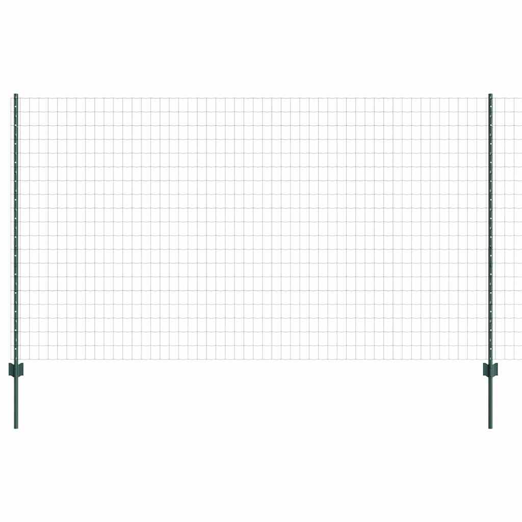 Zaun mit Pfosten Grün 1,4 x 10 m Stahl und PVC
