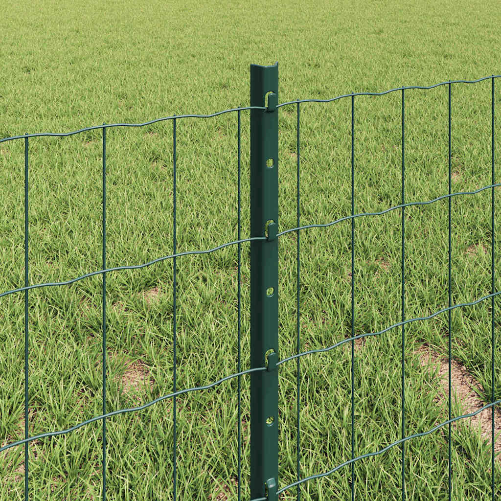 vidaXL Zaun mit Pfosten Grün 0,4 x 10 m Stahl und PVC