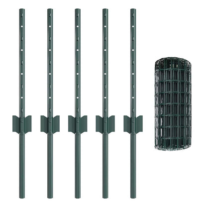 vidaXL Zaun mit Pfosten Grün 0,4 x 10 m Stahl und PVC