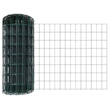 vidaXL Zaun mit Pfosten Grün 0,4 x 10 m Stahl und PVC