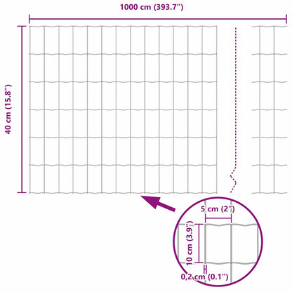 vidaXL Zaun mit Pfosten Grün 0,4 x 10 m Stahl und PVC