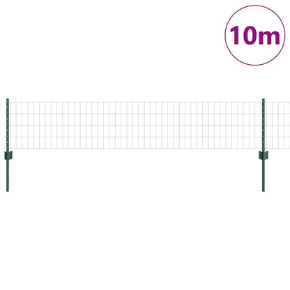 vidaXL Zaun mit Pfosten Grün 0,4 x 10 m Stahl und PVC