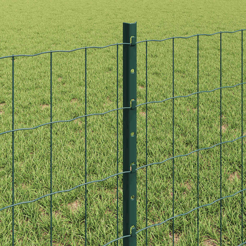 vidaXL Zaun mit Pfosten Grün 0,6 x 10 m Stahl und PVC