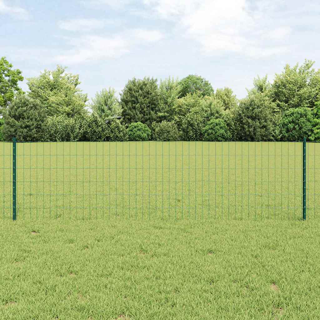 vidaXL Zaun mit Pfosten Grün 0,6 x 10 m Stahl und PVC