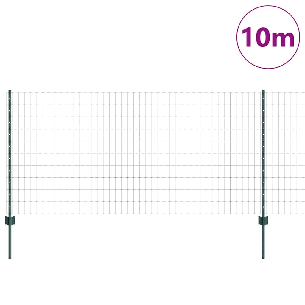 vidaXL Zaun mit Pfosten Grün 1 x 10 m Stahl und PVC