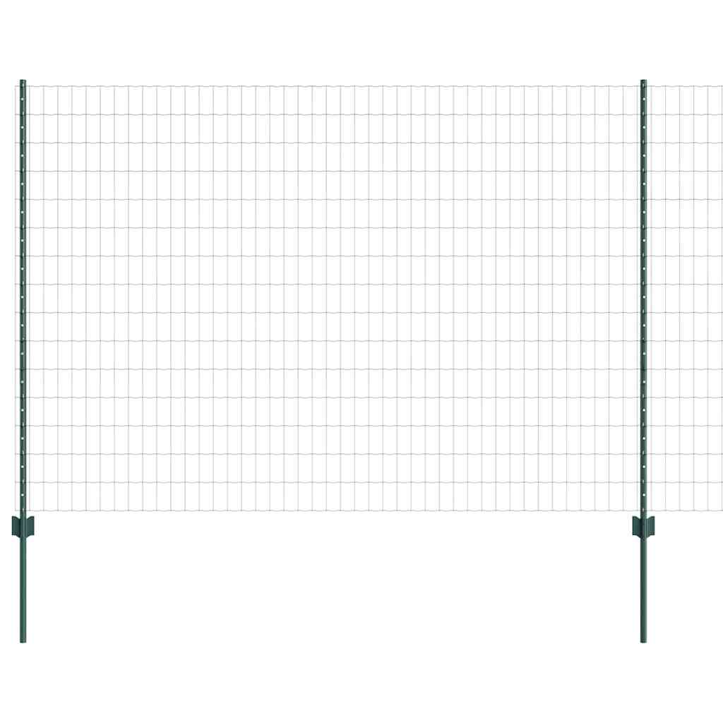 vidaXL Zaun mit Pfosten Grün 1,5 x 10 m Stahl und PVC