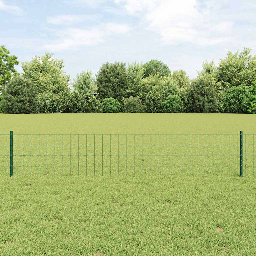 vidaXL Zaun mit Pfosten Grün 0,4 x 10 m Stahl und PVC