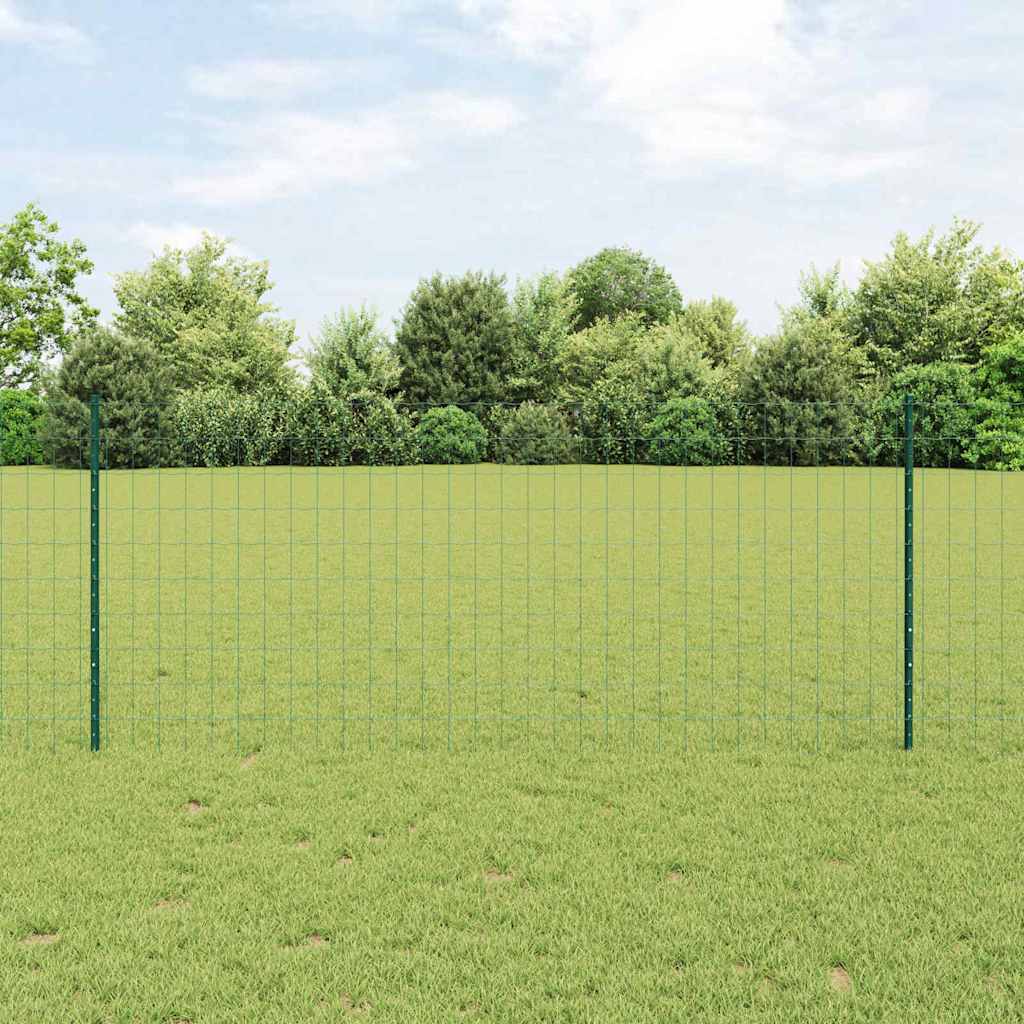 vidaXL Zaun mit Pfosten Grün 1 x 10 m Stahl und PVC