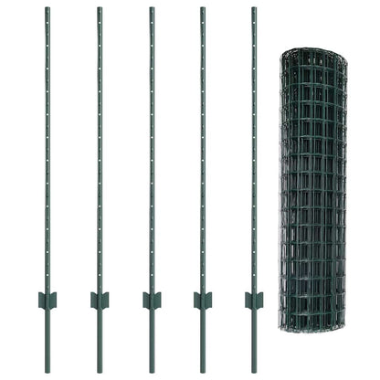 vidaXL Zaun mit Pfosten Grün 1,2 x 10 m Stahl und PVC