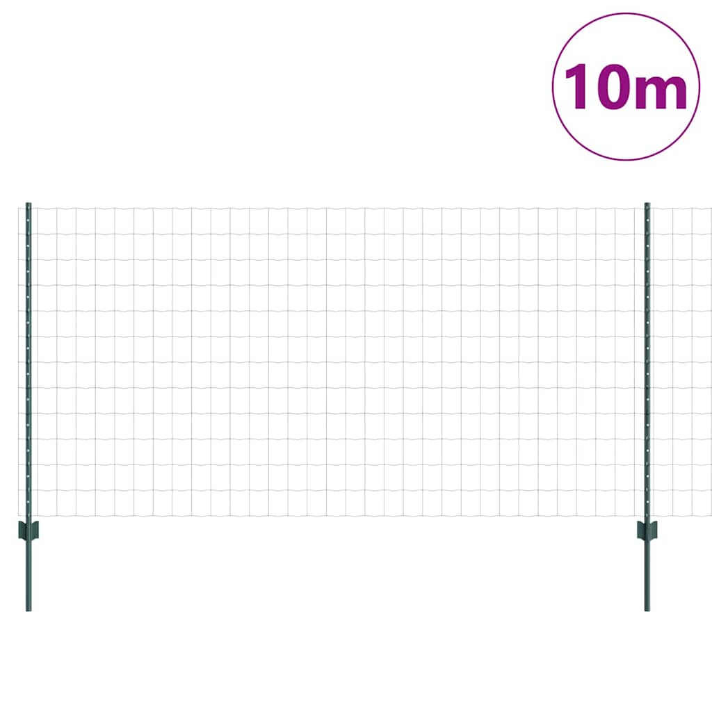 vidaXL Zaun mit Pfosten Grün 1,2 x 10 m Stahl und PVC