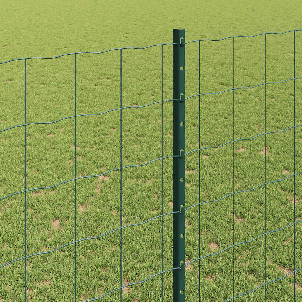 vidaXL Zaun mit Pfosten Grün 1,4 x 10 m Stahl und PVC