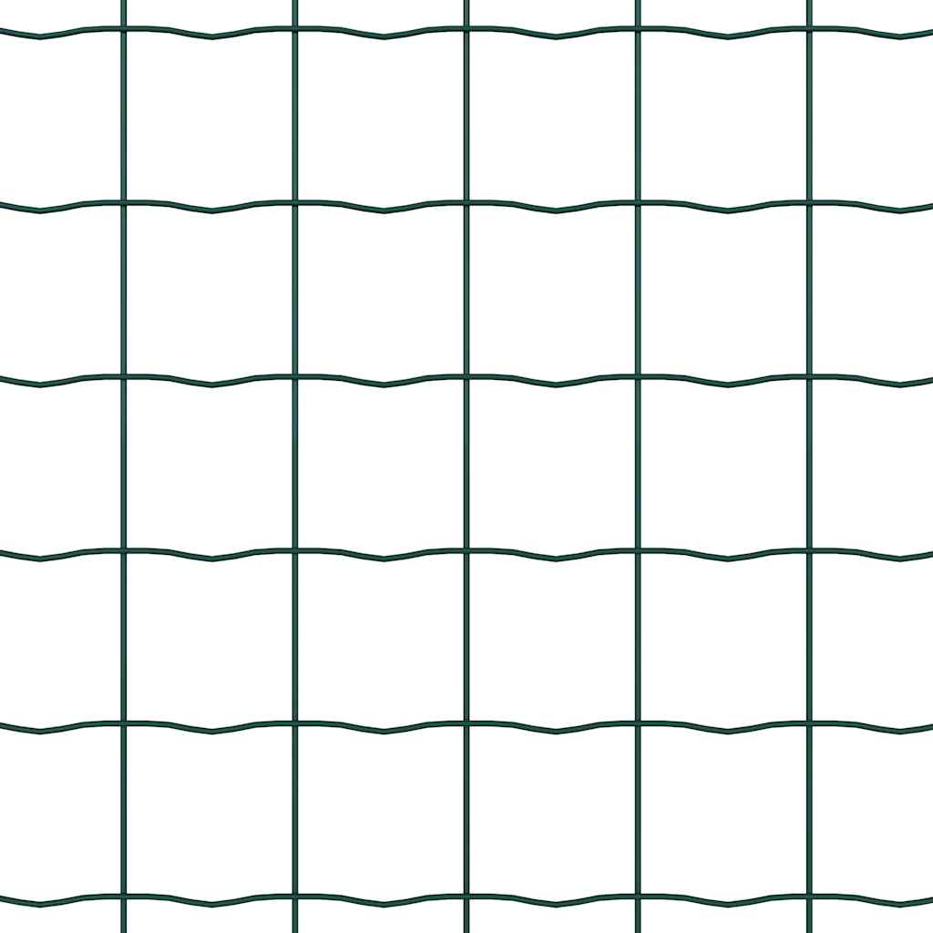 vidaXL Zaun mit Pfosten Grün 0,4 x 10 m Stahl und PVC