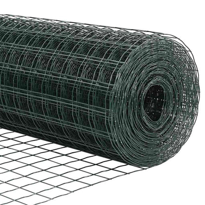 vidaXL Zaun mit Pfosten Grün 0,4 x 10 m Stahl und PVC