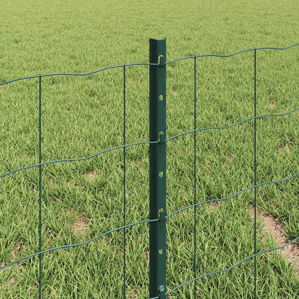 vidaXL Zaun mit Pfosten Grün 0,4 x 10 m Stahl und PVC