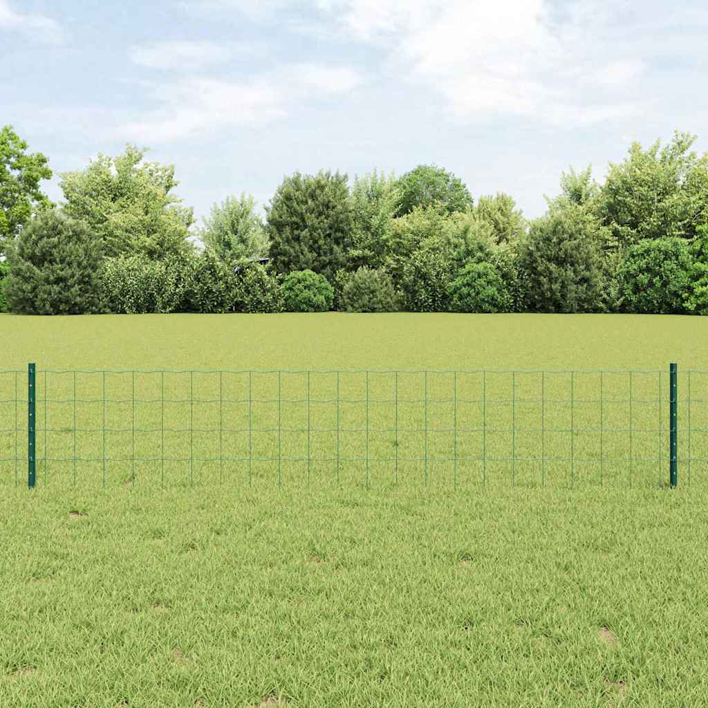 vidaXL Zaun mit Pfosten Grün 0,4 x 10 m Stahl und PVC
