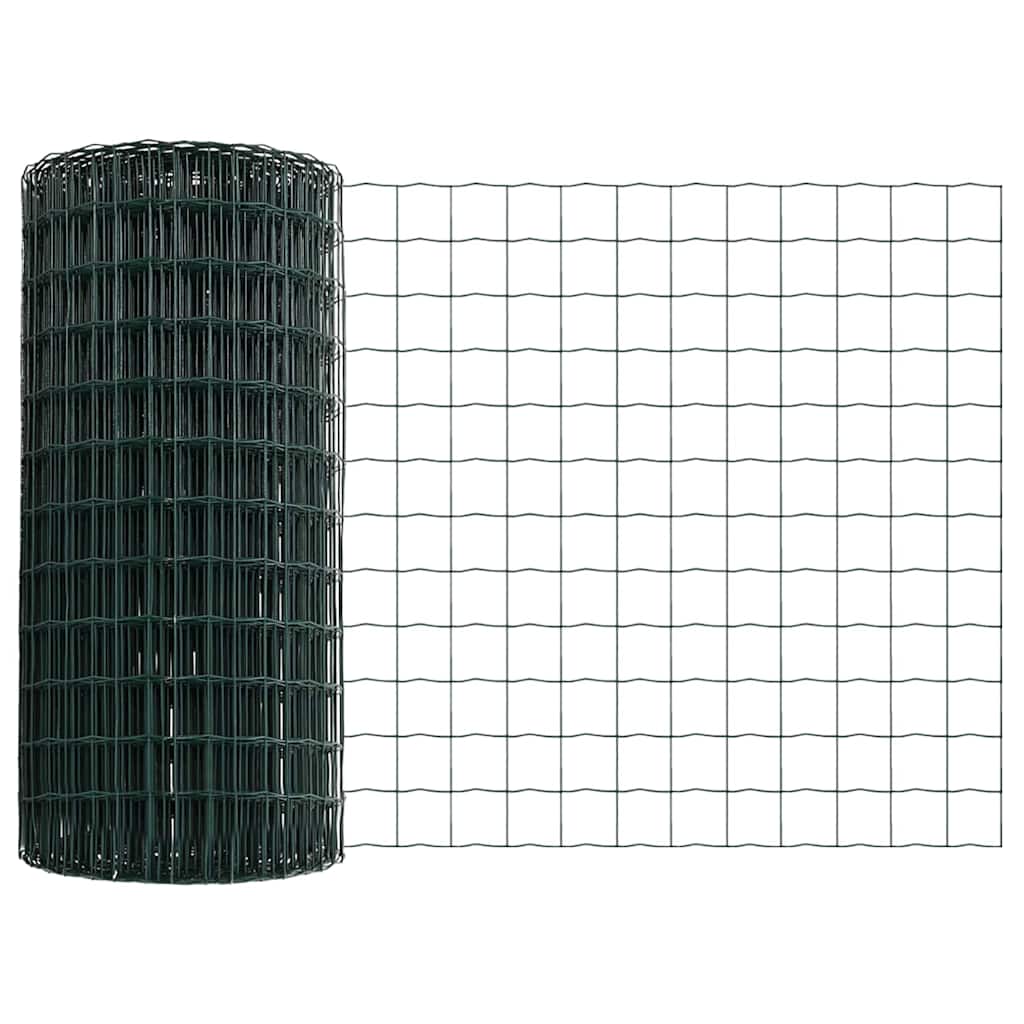 vidaXL Zaun mit Pfosten Grün 0,4 x 10 m Stahl und PVC