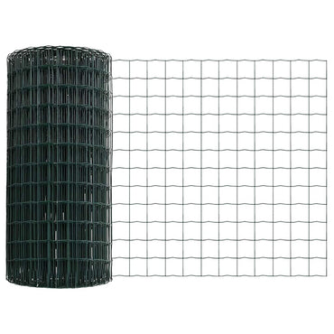 vidaXL Zaun mit Pfosten Grün 0,4 x 10 m Stahl und PVC