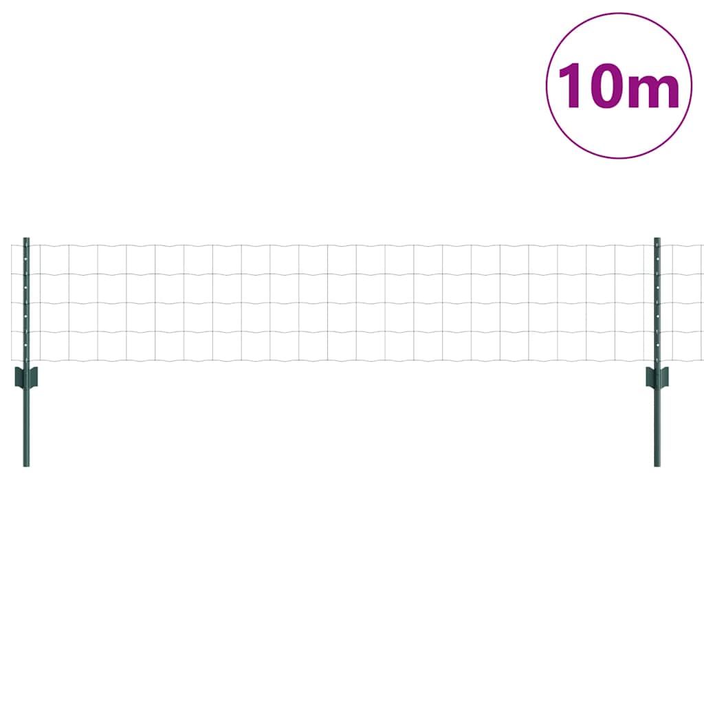 vidaXL Zaun mit Pfosten Grün 0,4 x 10 m Stahl und PVC