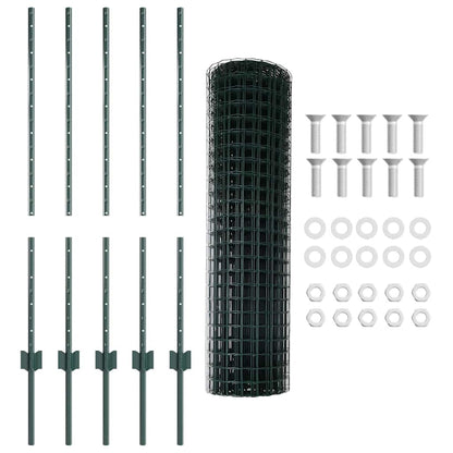 vidaXL Clôture avec poteaux vert 1 x 10 m Acier