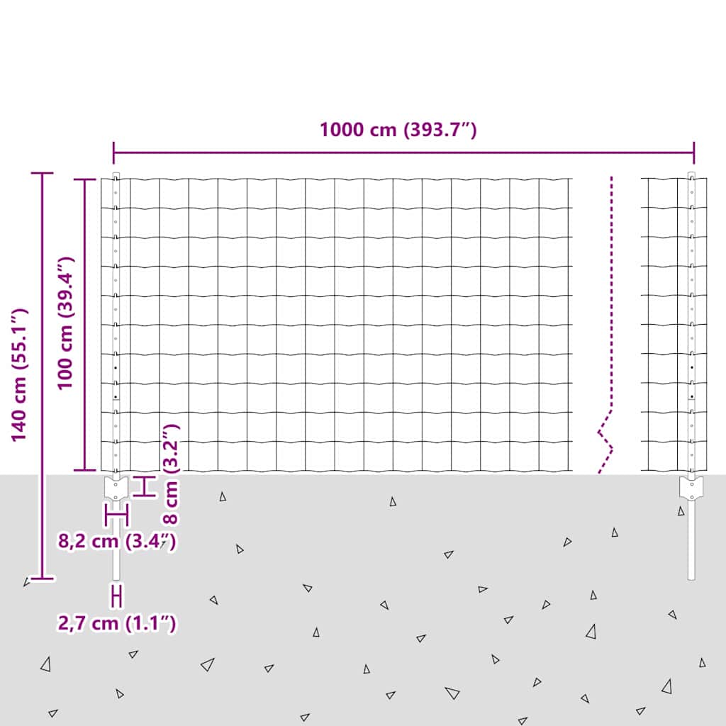 vidaXL Clôture avec poteaux vert 1 x 10 m Acier